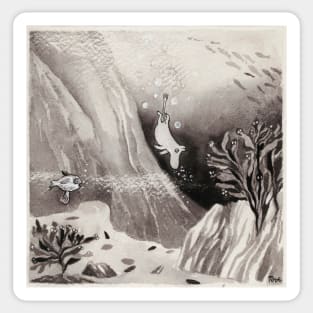 illustration for the book comet in moominland - tove jansson Sticker